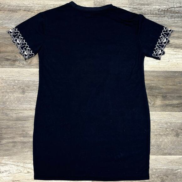 Vintage Pink Panther Navy Blue Women‎ L Handmade Embroidered Applique T-Shirt - Picture 3 of 6